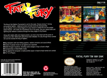 Fatal Fury (USA) box cover back